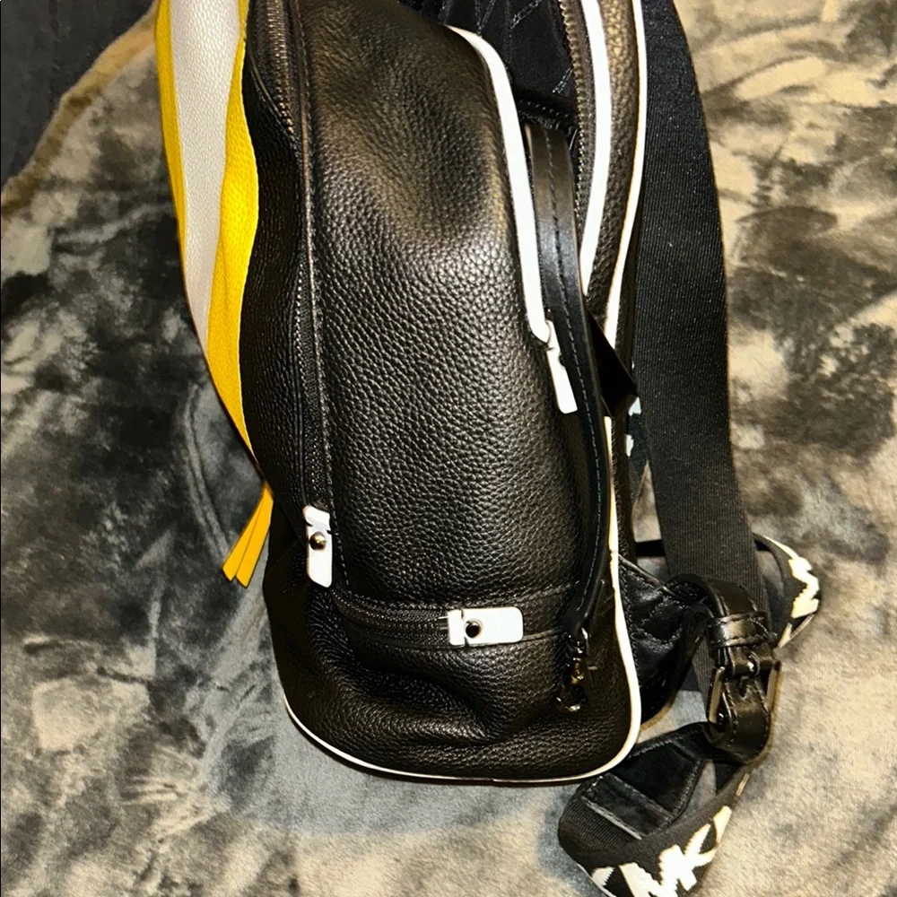 Michael Kors Black and Yellow Rhea Backpack - Picture 6 of 10